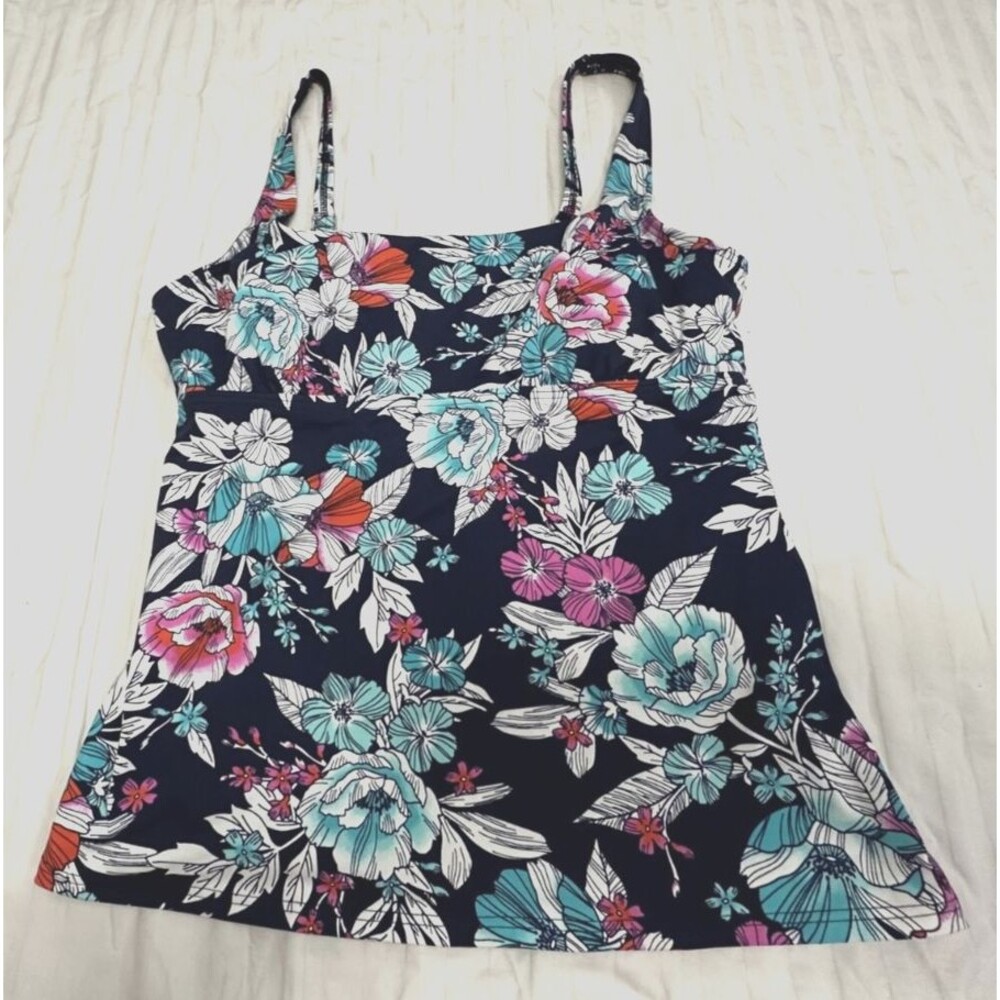 LANDS END WOMENS SWIM UNDERWIRE TANKINI TOP SIZE 6